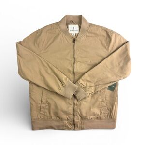 NWT Mutual Weave Khaki Men's 100% Cotton Classic Tan Zip Bomber Jacket (XL)